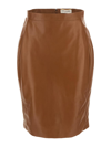 Saint Laurent High-rise Leather Pencil Skirt In Brown