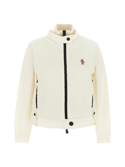 Moncler Mini Diamond Quilted Padded Cardigan In White