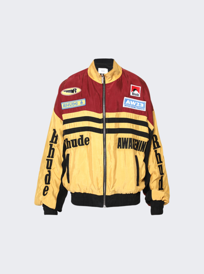 Rhude Men's Nylon Rally Racing Jacket In Mustard