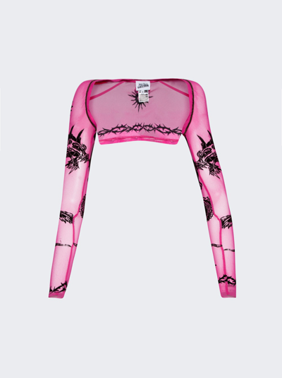 Jean Paul Gaultier Velvet Flock Long Sleeve Shawl In Pink