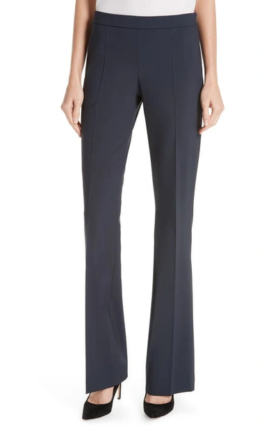 Hugo Boss Tulea Side Zip Tropical Stretch Wool Trousers In Navy