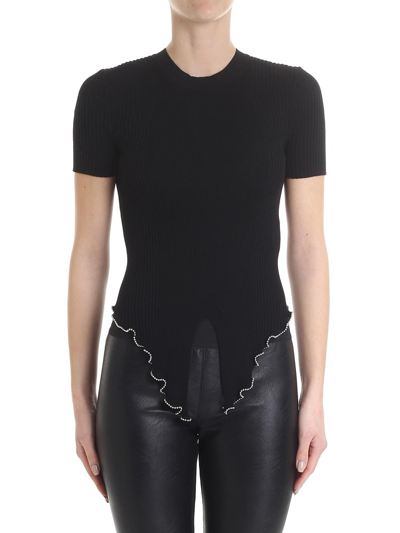 Alexander Wang Embellished Knitted Top In Black