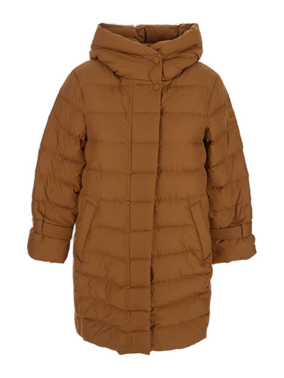 Woolrich Padded Puffer Coat In Brown