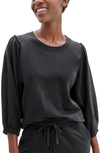 Splendid Bubble Sleeve Cotton Blend Sweatshirt In Black