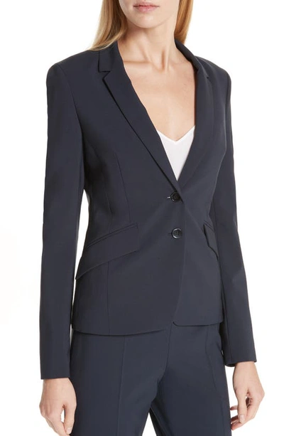 Hugo Boss Jiletara Stretch Wool Jacket In Navy