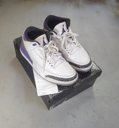 Pre-owned Jordan Nike Air Jordan 3 Dark Iris Size 11 Purple White Ct8532-105 Shoes In Purple/white