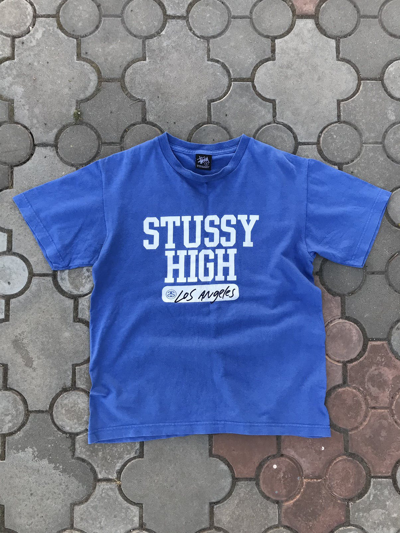 Pre-owned Stussy X Vintage Stussy Skull Logo Tee Shirt In Blue
