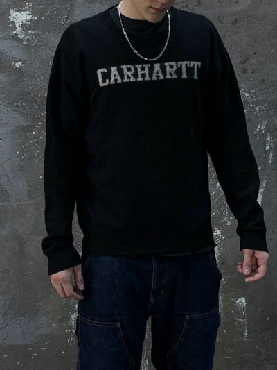 Pre-owned Carhartt X Vintage Carhartt Pullover Y2k Big Logo In Black