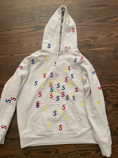 Pre-owned Supreme Embroidered S Hoodie In Grey