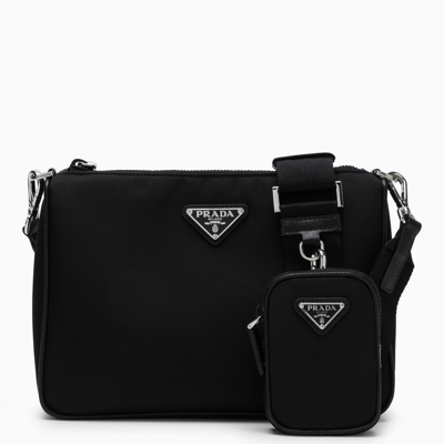 Prada Black Cross-body Bag In Re-nylon And Saffiano Leather Men In Brown