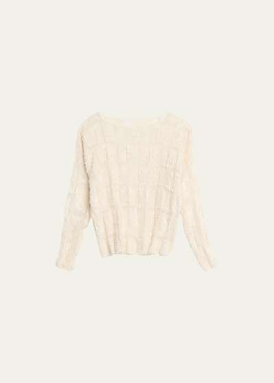 Issey Miyake Fuzzy Pleats Sweater In Off White
