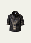 AKRIS PUNTO METALLIC POLKA DOT JACQUARD CROPPED JACKET