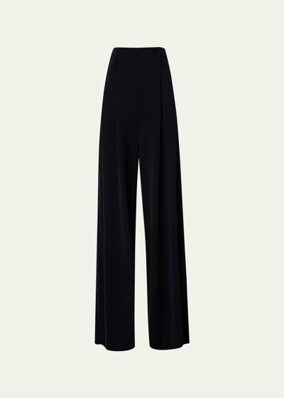 Akris Punto Women's Gabardine High-rise Wide Pants In Black
