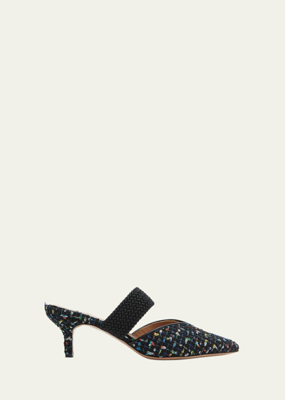 Malone Souliers Maisie Tweed Kitten-heel Mules In Black