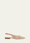 Malone Souliers Jama 10 Embossed Metallic Leather Slingback Point-toe Flats In Rose Gold