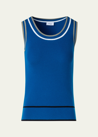 Akris Punto Colorblock Rib Knit Tank Top In Ink Sage