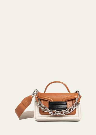 Pierre Hardy Alpha Plus Flap Leather Top-handle Bag In Camel Silver