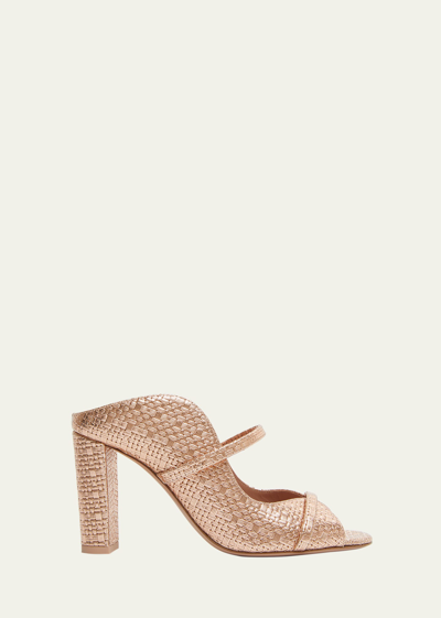 Malone Souliers Norah Wicker Dual-band Mules In Rose Gold
