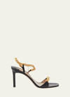 Tom Ford Zenith Ankle-chain Charm Leather Sandals In 1n001 Black