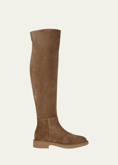 Gianvito Rossi Suede Over-the-knee Boots In Brown