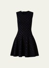 AKRIS PUNTO POLKA DOT STUD-EMBELLISHED FLARED MINI DRESS