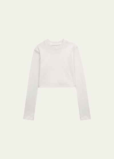 Dl1961 Kids' Girl's Long Sleeve Cropped T-shirt In White