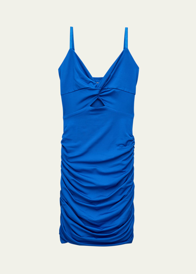 Katiej Nyc Kids' Girl's Amelia Cutout Dress In Cobalt Shine