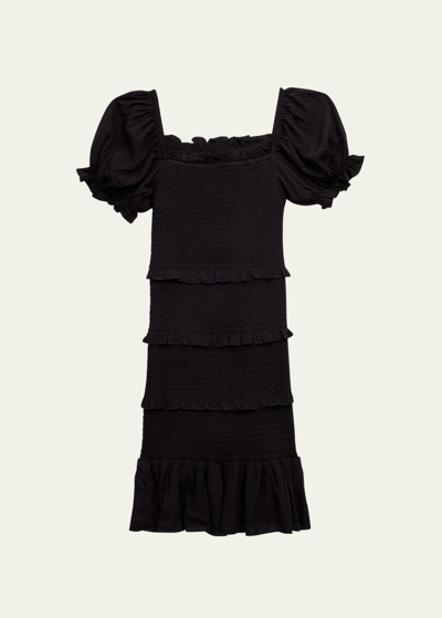 Katiej Nyc Kids' Girl's Laila Smocked Tiered Dress In Black