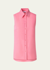 Akris Punto Lightweight Techno Crepe Blouse In Flamingo