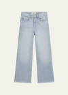 Dl1961 Girl's Lily Wide Leg Raw Edge Hem Jeans In Poolside
