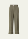 AKRIS PUNTO CHIARA CONTRAST-STITCH WIDE-LEG ANKLE DENIM PANTS