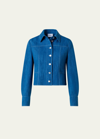 Akris Punto Washed Denim Fitted Jacket In Medium Blue Denim