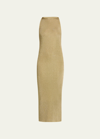 A.l.c Ashley Metallic High Neck Midi Bodycon Dress In Bright Gol