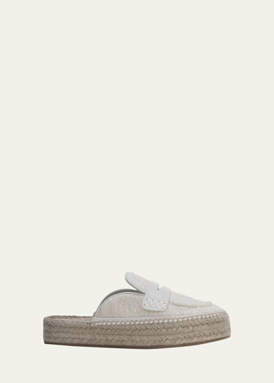 Jw Anderson Cotton Penny Loafer Espadrille Mules In Natural