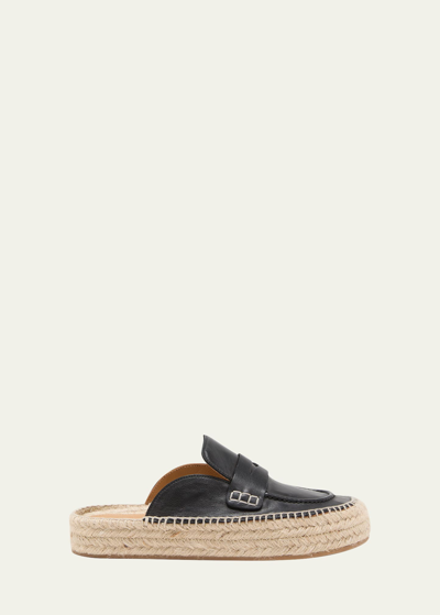 JW ANDERSON LEATHER PENNY LOAFER ESPADRILLE MULES