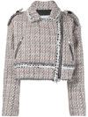 Msgm Multi-colored Tweed Biker Jacket In Multicolore
