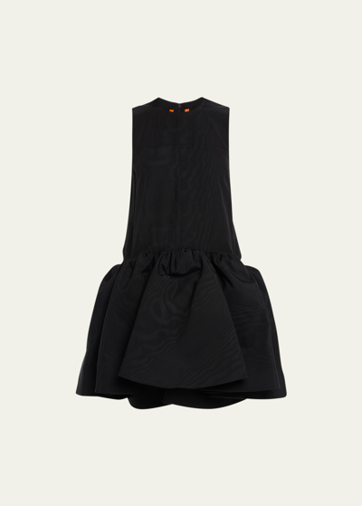 Bach Mai Flounce-hem Babydoll Dress In Black Moire