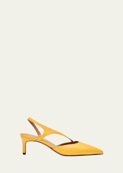 Atp Atelier Riano Leather Asymmetrical Slingback Pumps In Corn