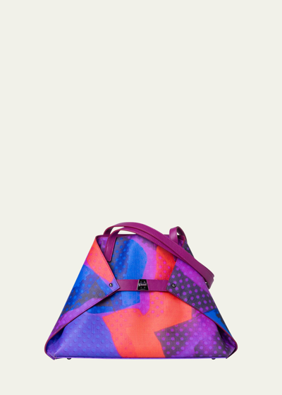 Akris Ai Medium Printed Canvas Shoulder Bag In Purple