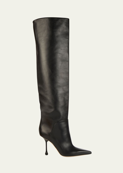 Jimmy Choo Cycas Leather Over-the-knee Boots In Black