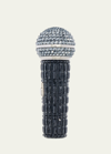 Judith Leiber Microphone Crystal Clutch Bag With Chain Strap In Silver Jet Multi
