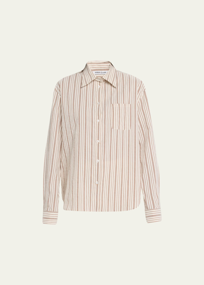 Anna Quan Brooklyn Stripe Shirt In Tobacco Stripe