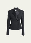 Ferragamo Tailored Blazer With Notched Lapel And Back Vent In Nero