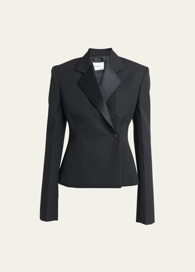 Ferragamo Double-breasted Blazer Jacket In Black