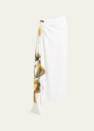 Ferragamo Persimmon Print O-ring Skirt In White