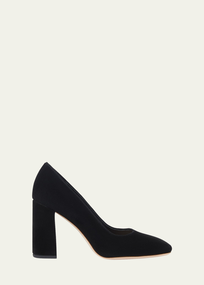 LOEFFLER RANDALL RUE SIMPLE SUEDE BLOCK-HEEL PUMPS