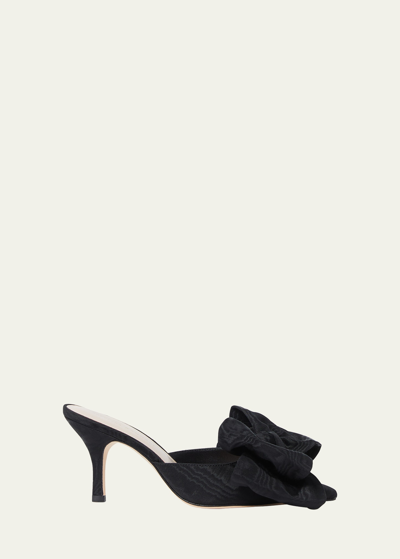 Loeffler Randall Margot Satin Bow Mule Pumps In Black