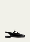 Hereu Roqueta Woven Leather Slingback Loafers In Black