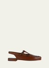 Hereu Roqueta Woven Leather Slingback Loafers In Camel