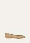 Veronica Beard Beatrix Leather Bow Ballerina Flats In Natural